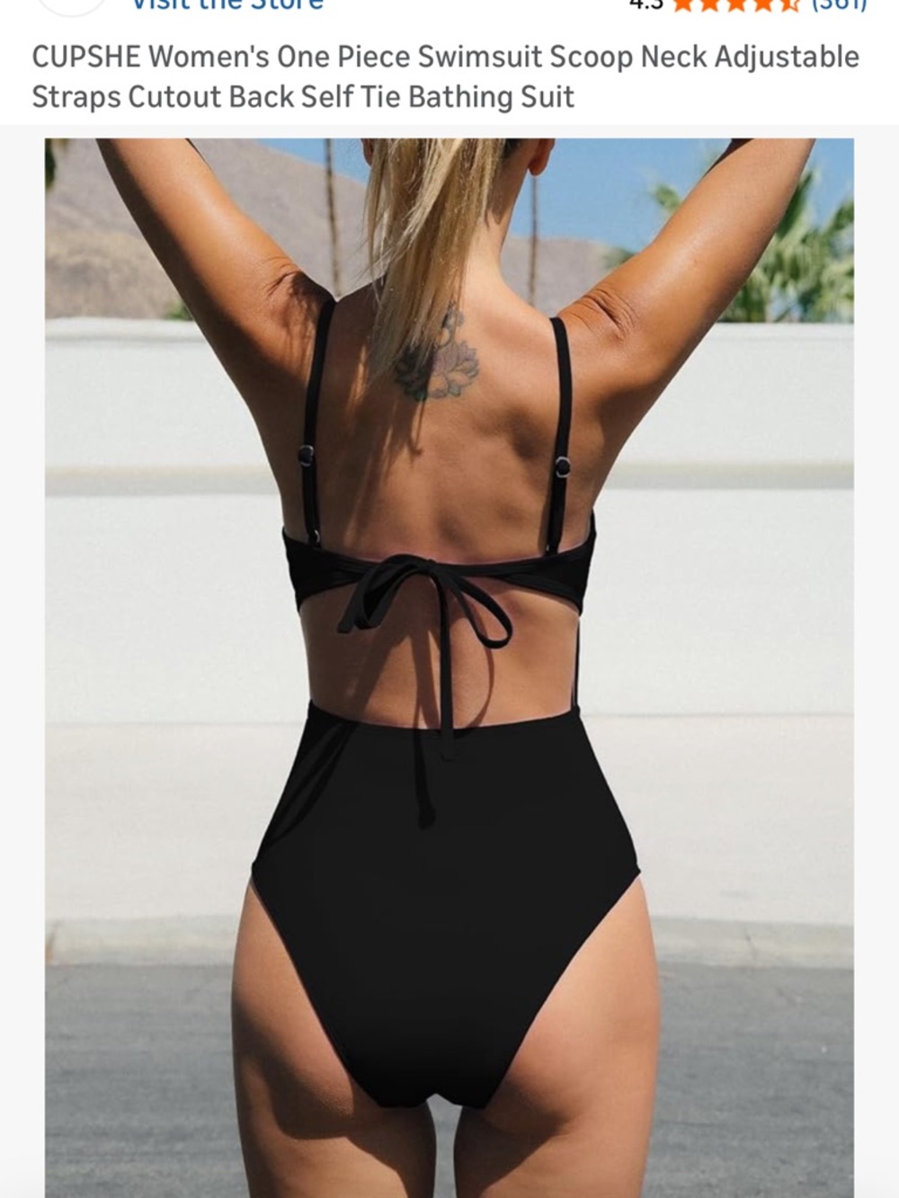 Cupshe Black Keyhole One-Piece Swimsuit Small NWT - Picture 3 of 7